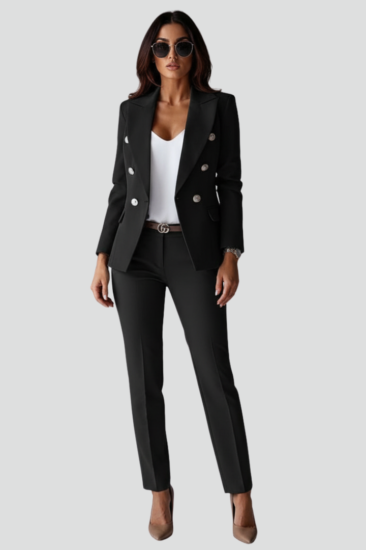Sydney | Double-Breasted Blazer And Straight Leg Trouser Set For Women