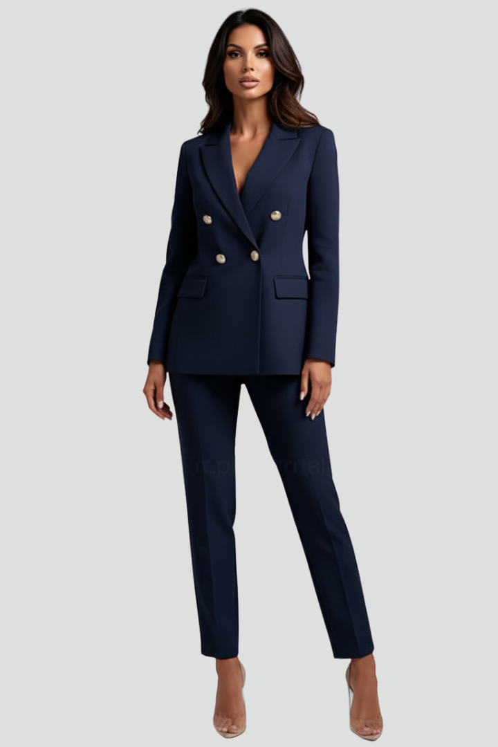 Sydney | Double-Breasted Blazer And Straight Leg Trouser Set For Women