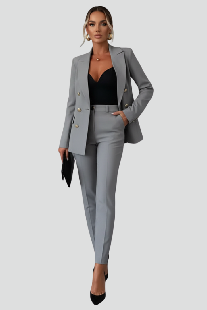 Sydney | Double-Breasted Blazer And Straight Leg Trouser Set For Women
