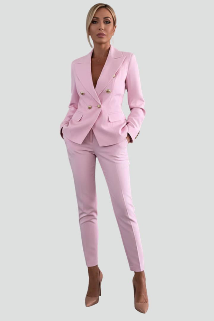 Sydney | Double-Breasted Blazer And Straight Leg Trouser Set For Women