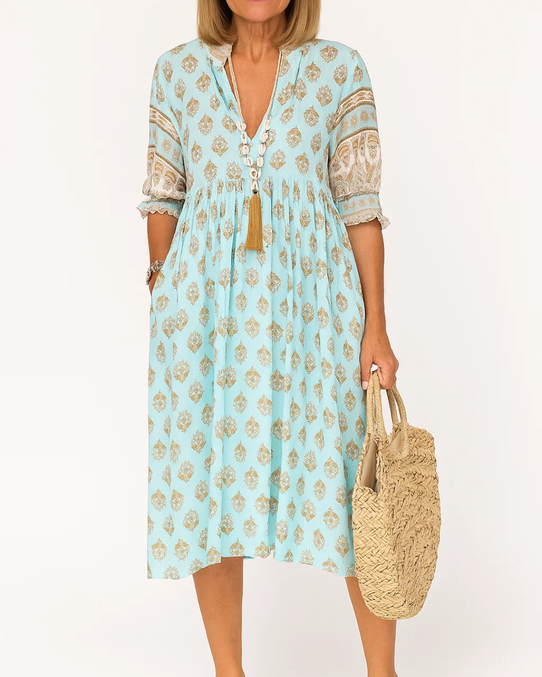 Gini™ Boho-Style V-Neck Floral Dress