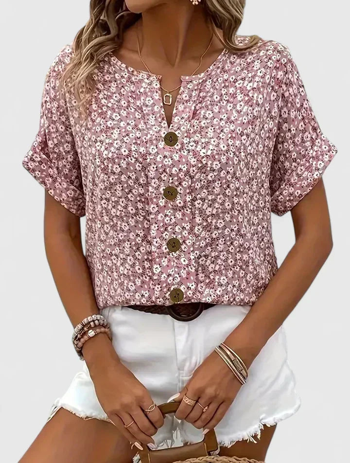 Whitney | Button-Down Short Sleeve Blouse For Women