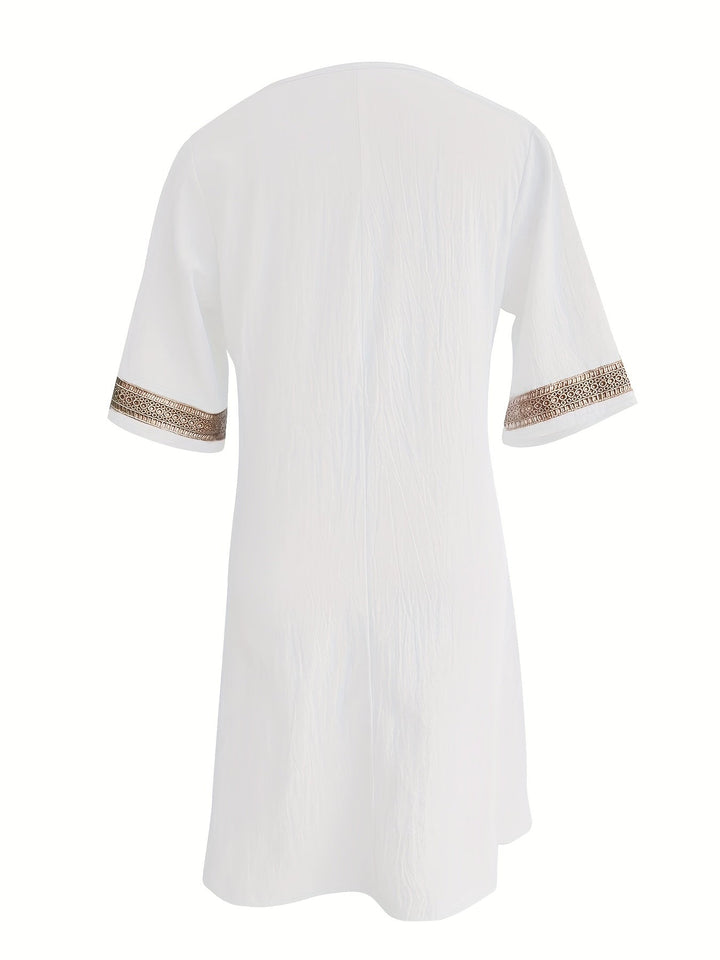 Wendy-V-Neck Lace Half-Sleeve Dress