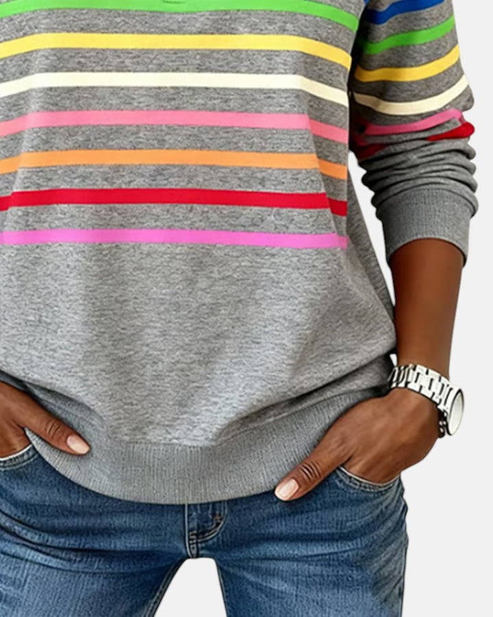 Iris | Striped Half-Zip Sweatshirt For Women