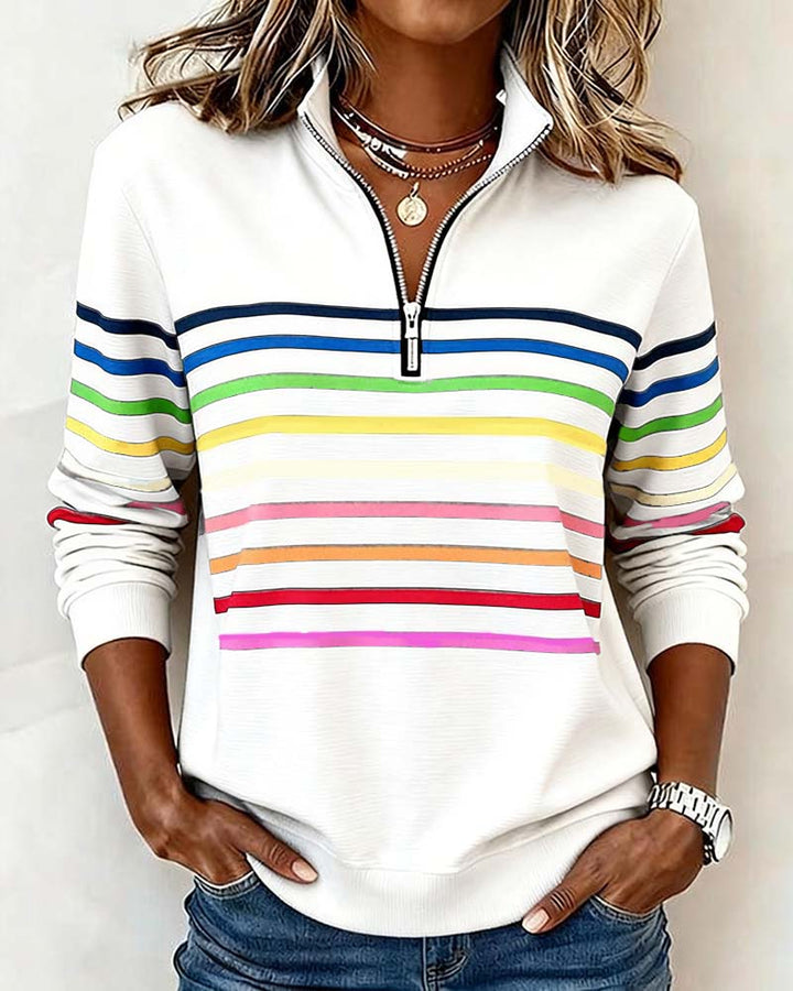 Rosetta | Striped Half Zip Sweatshirt For Women