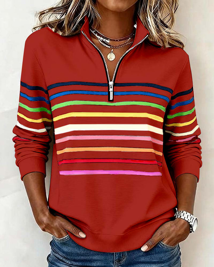 Rosetta | Striped Half Zip Sweatshirt For Women