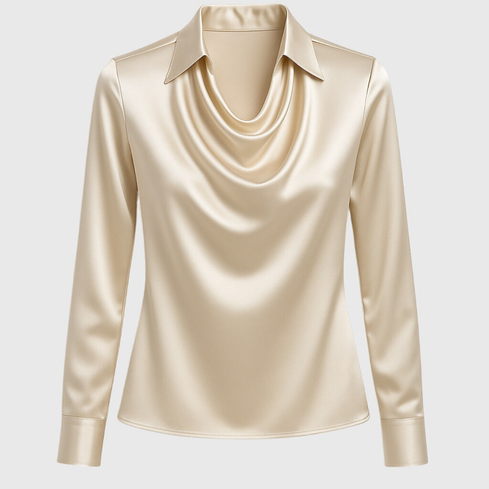 Flora | Cowl Neck Long Sleeve Satin Blouse For Women