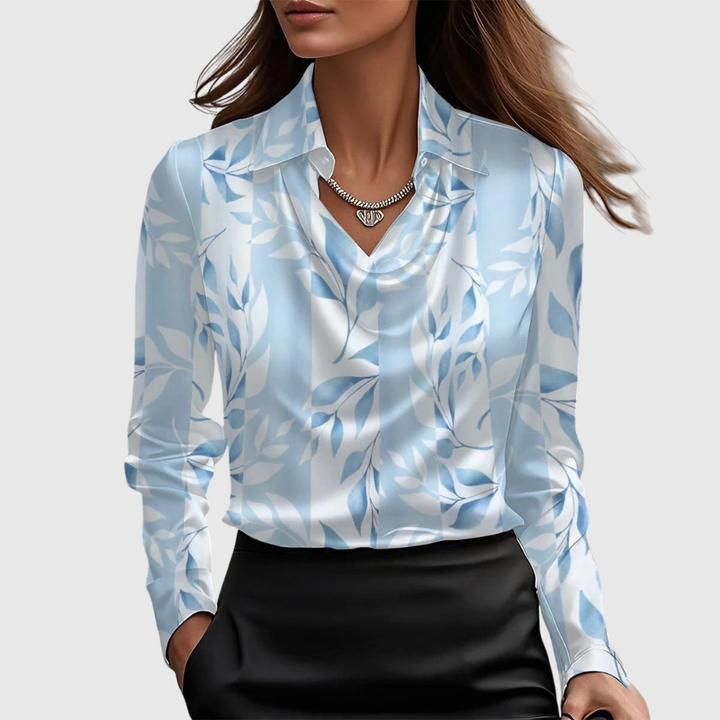 Flora | Cowl Neck Long Sleeve Satin Blouse For Women