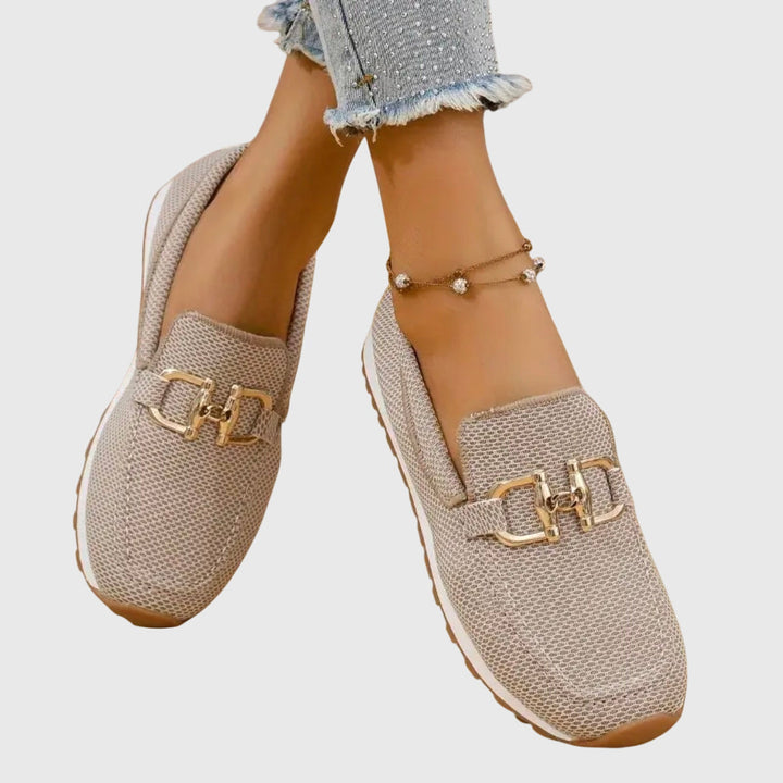 Andrina | Woven Loafers With Chain Detail For Women