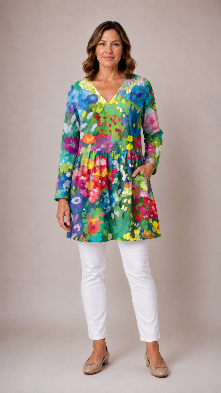 Millie | Long Blouse With V-Neck