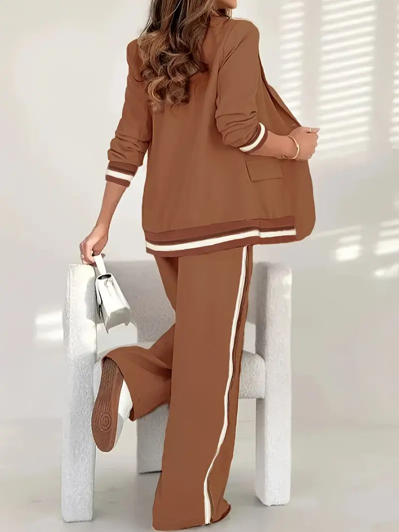 Edmee | Wide Leg Blazer And Pants Set For Women