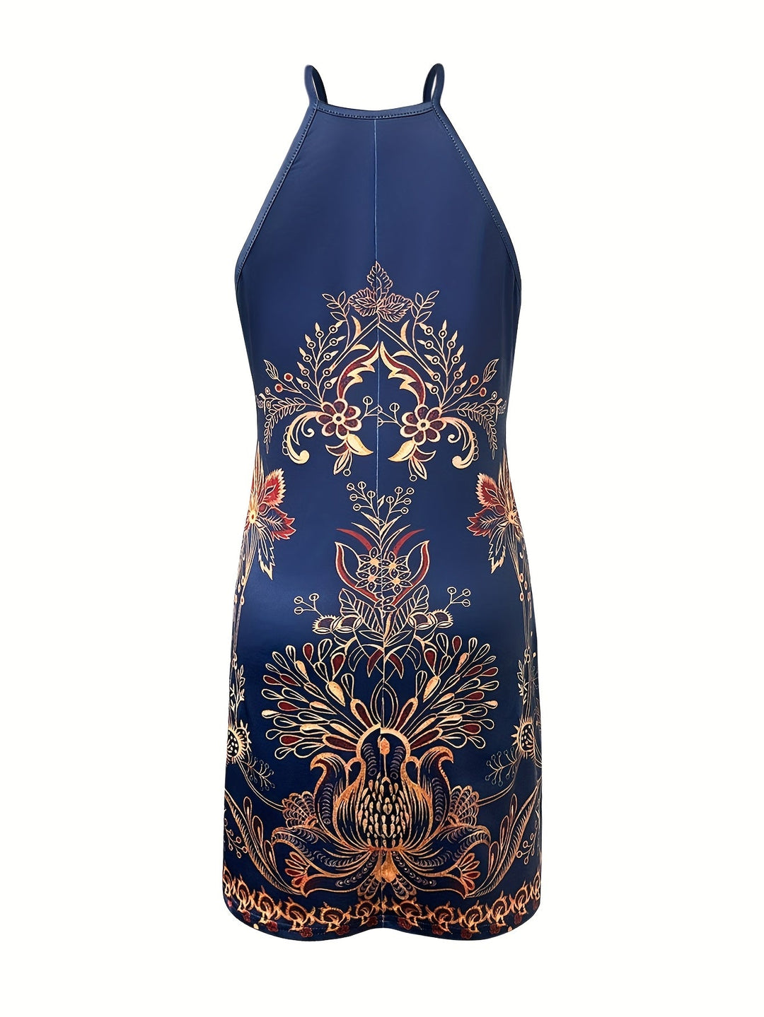 Bandy-Boho Floral Print Halter Dress