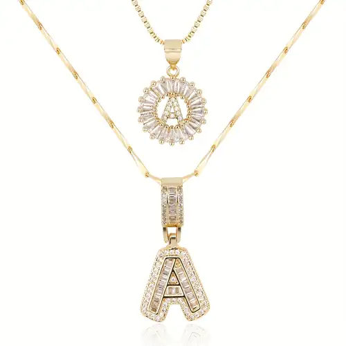 Moissanite letter initial necklace set | Gold 18k