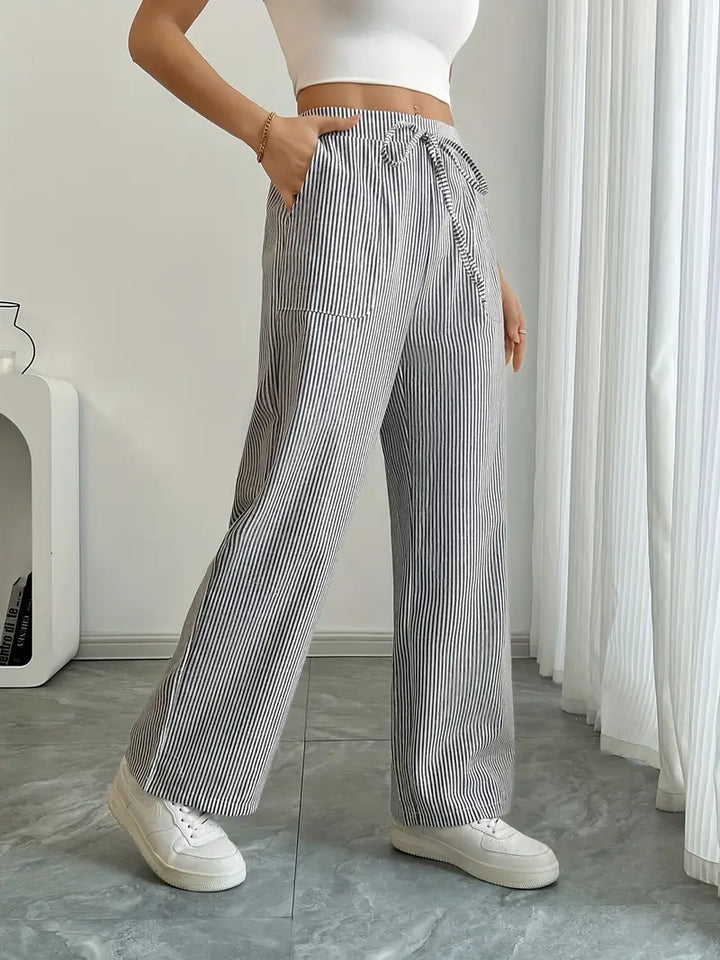 Nina™ - Elegant Striped Pant With Pockets