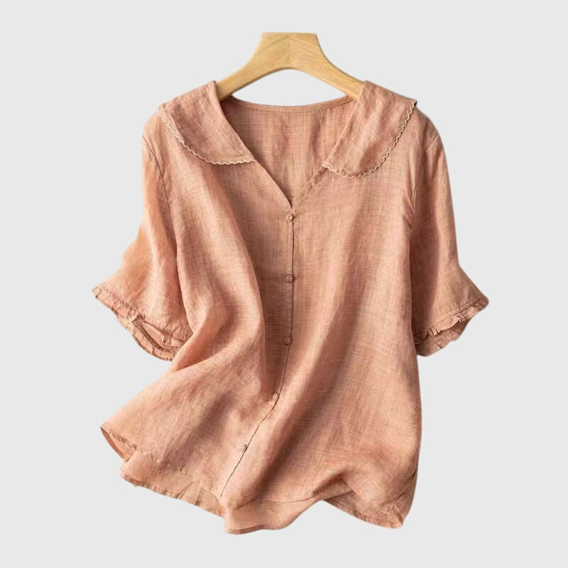 Mena | Peter Pan Collar Button-Down Blouse For Women