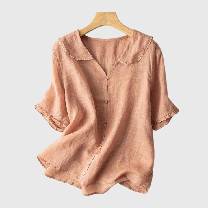 Mena | Peter Pan Collar Button-Down Blouse For Women