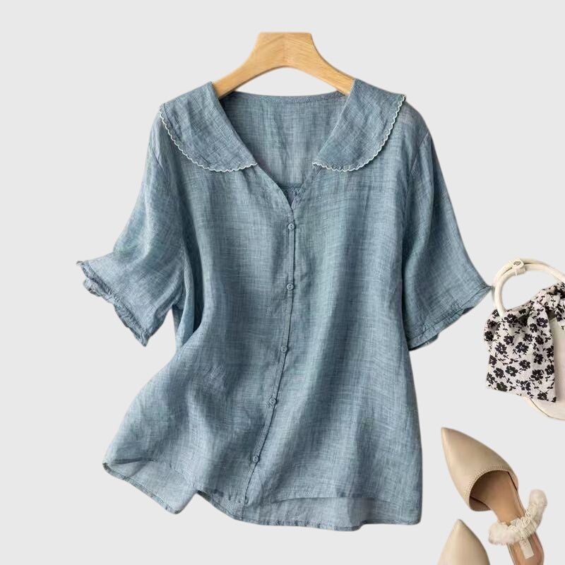 Mena | Peter Pan Collar Button-Down Blouse For Women