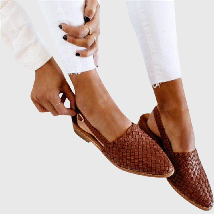 Selene | Woven Loafers With Open Toe For Women