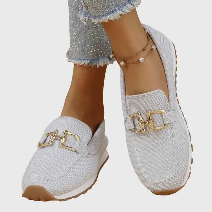 Maika | Woven Loafers With Metal Hardware For Women