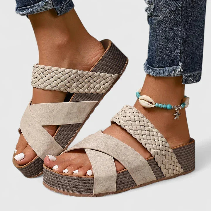 Pia | Woven Cross Strap Platform Sandals For Women