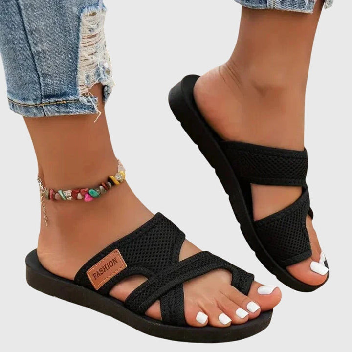 Laureline | Woven Strappy Slide Sandals For Women