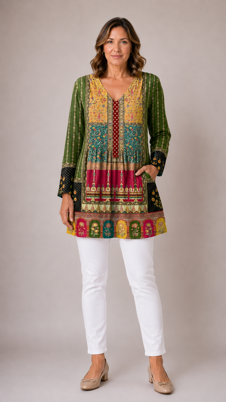 Melody | Long Blouse With V-Neck