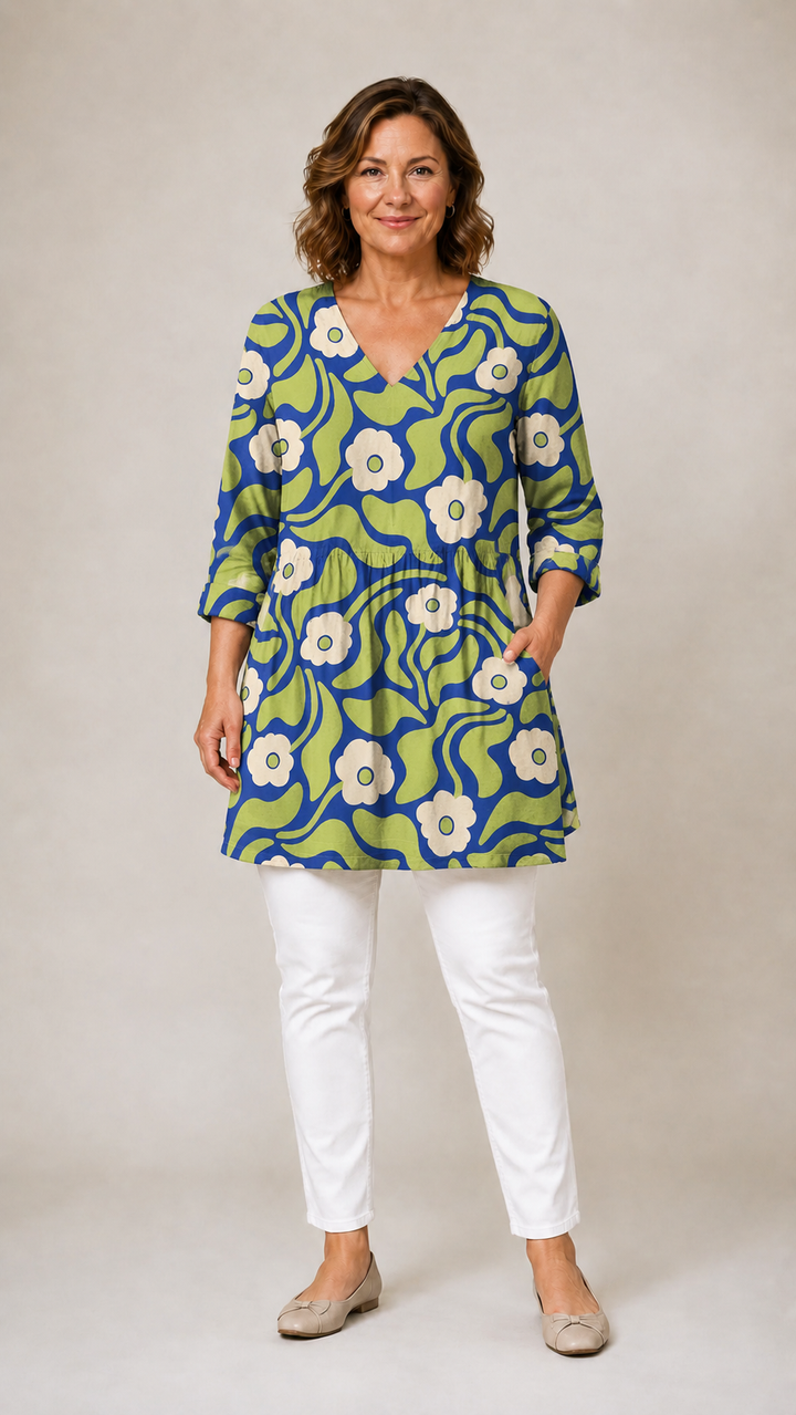 Stephanie | Long Blouse With V-Neck