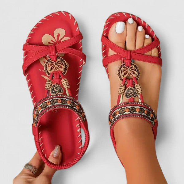 Kelda | Open Toe Beaded Sandals For Women