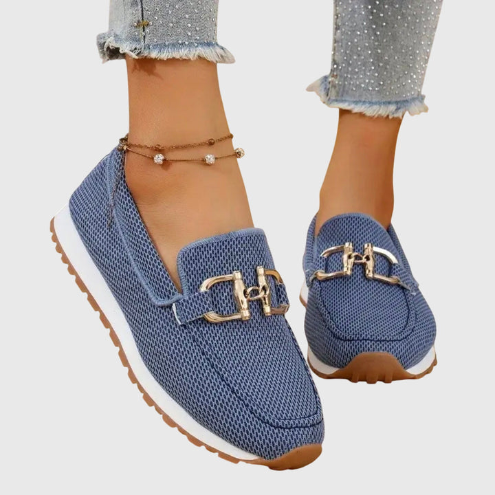 Maika | Woven Loafers With Metal Hardware For Women