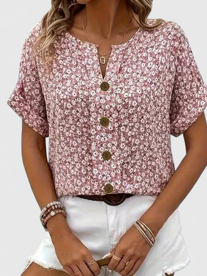 Whitney | Button-Down Short Sleeve Blouse For Women