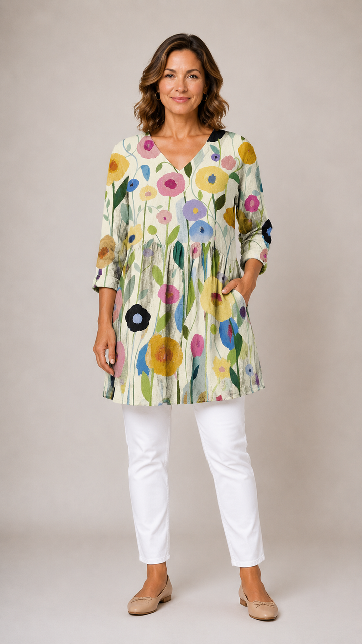 Nellie | Long Blouse With V-Neck