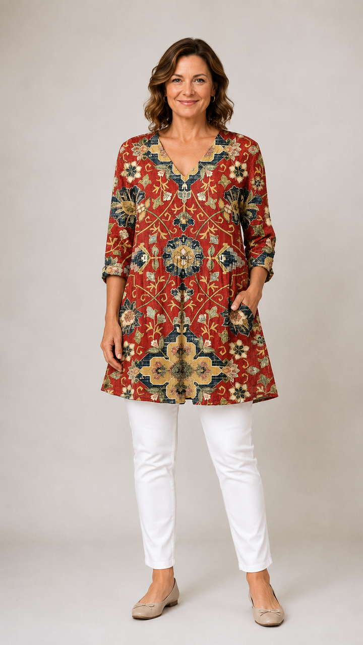 Amoura | Long Blouse With V-Neck
