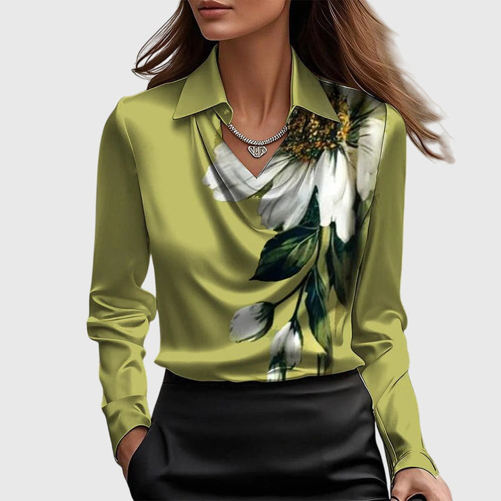 Laodice | Blouse With Cowl Neck And Long Sleeves For Women