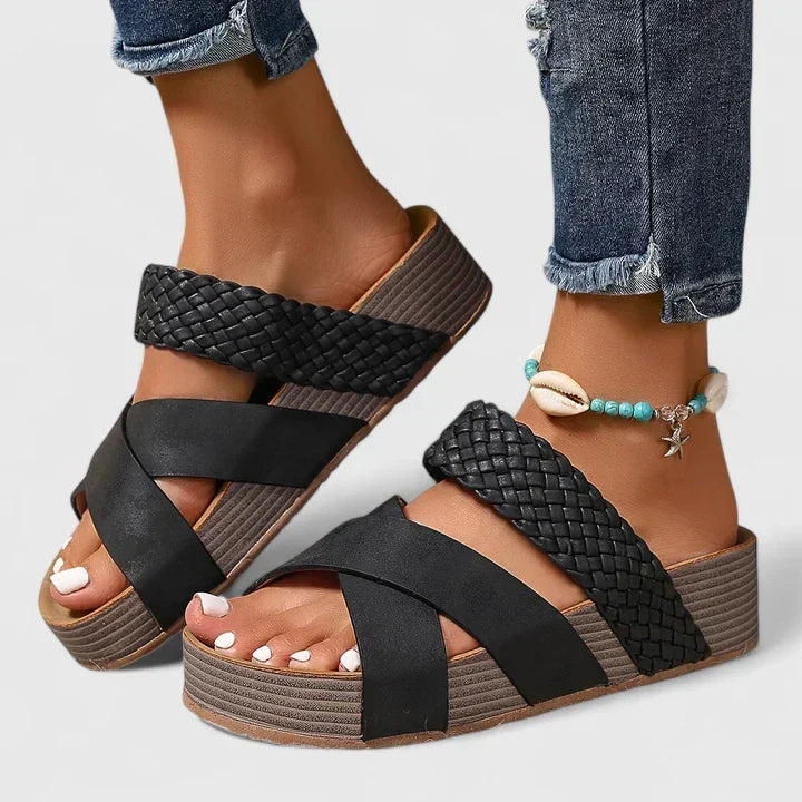 Pia | Woven Cross Strap Platform Sandals For Women