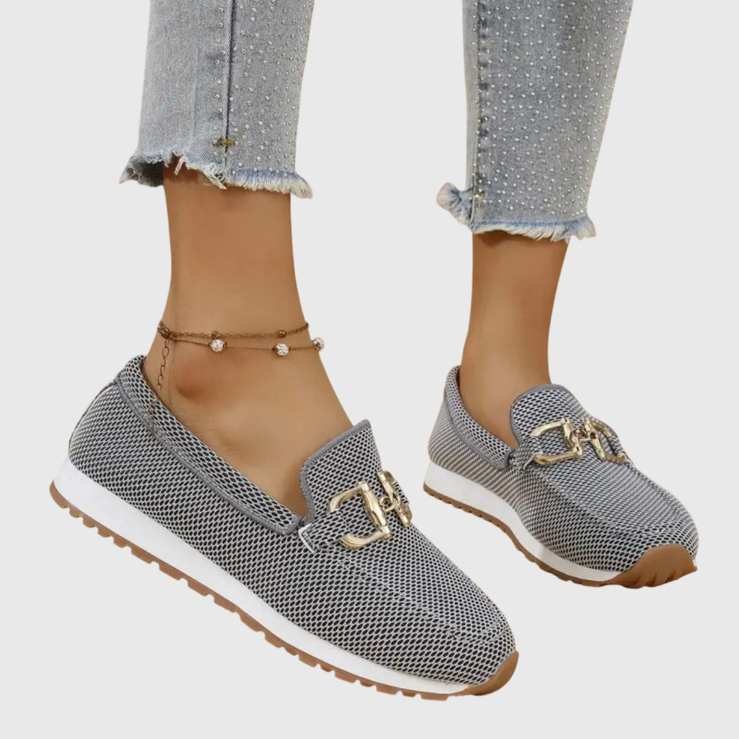 Maika | Woven Loafers With Metal Hardware For Women