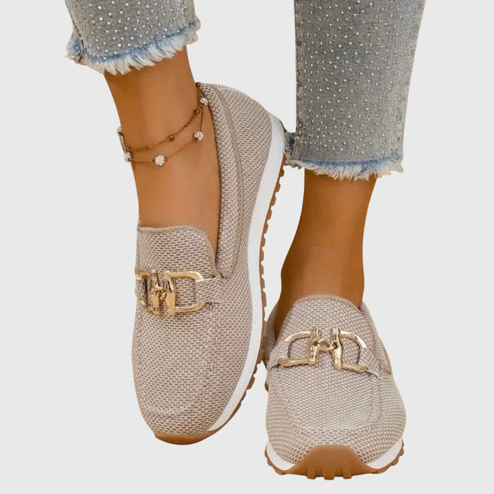 Maika | Woven Loafers With Metal Hardware For Women