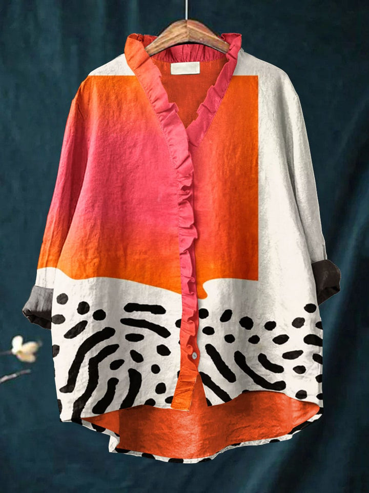 Tacita | V-Neck Ruffle Button-Down Blouse For Women