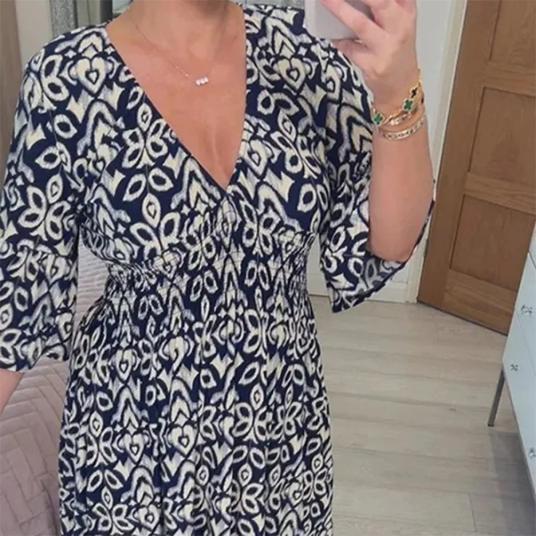 Tracie-Floral V-neck dress