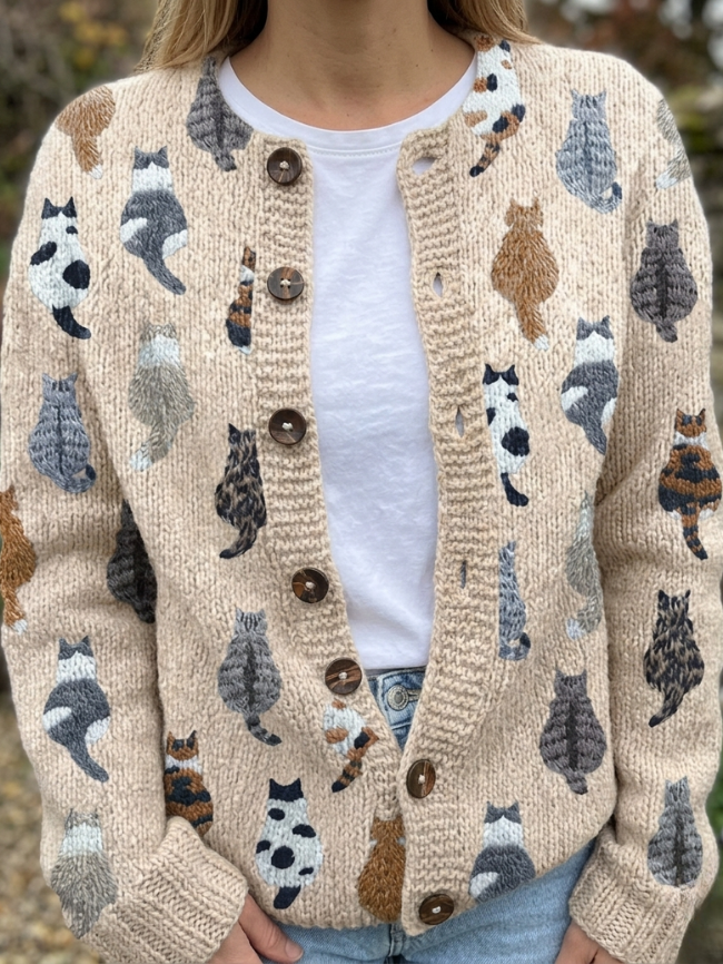 Marden® | The Feline Motif Knit Cardigan