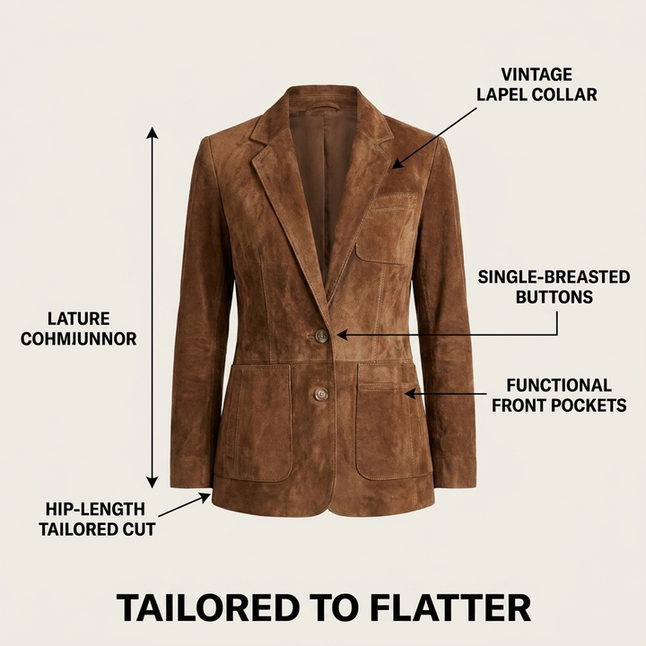 Rachel | Button-Down Suede Blazer For Women