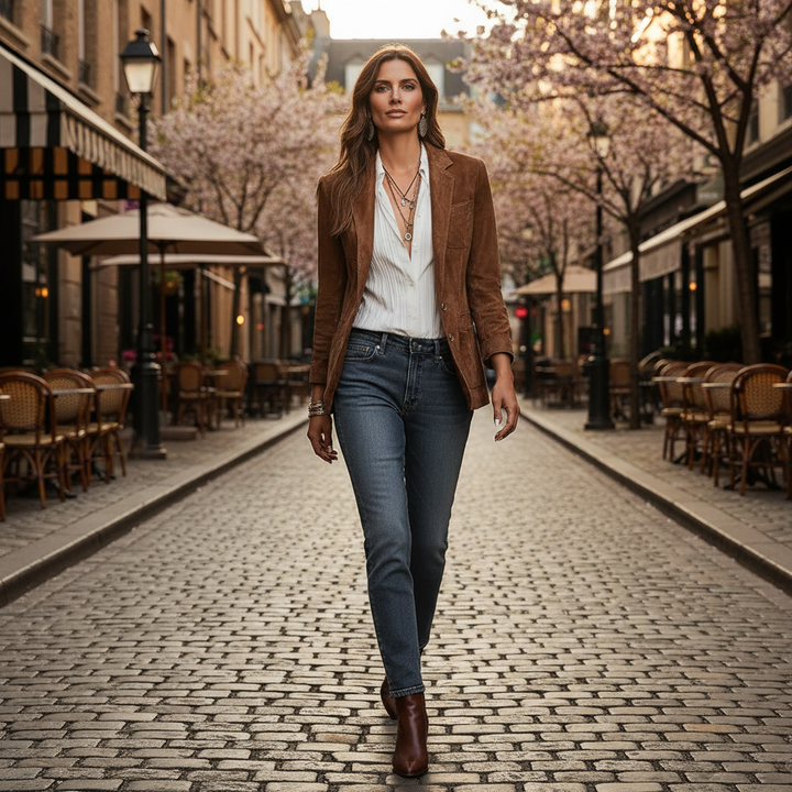 Rachel | Button-Down Suede Blazer For Women