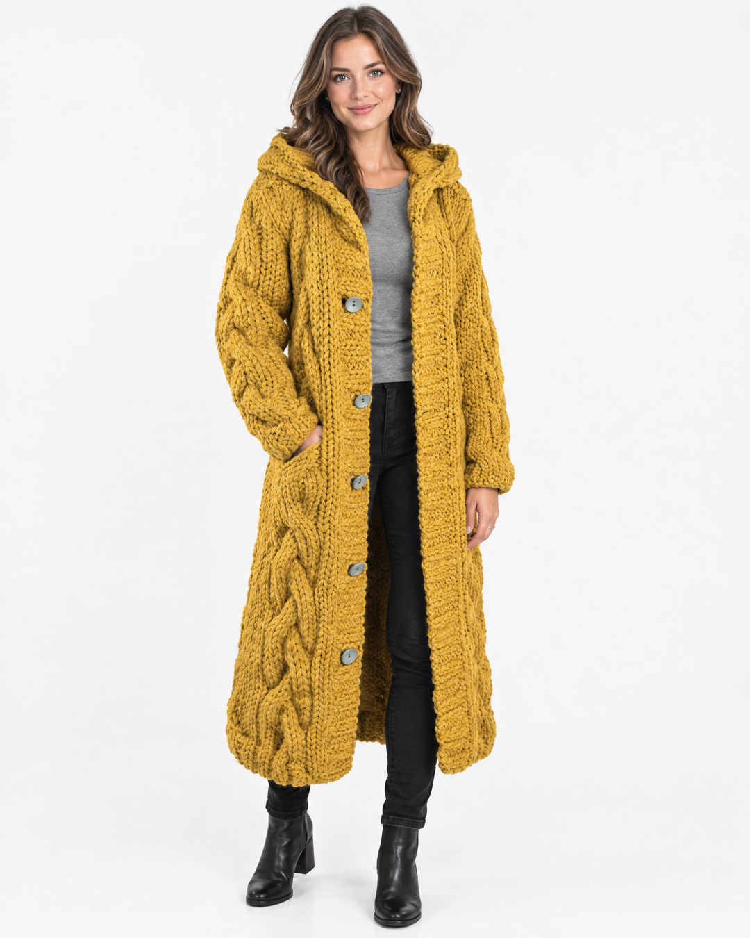 Edith | Classic Womens Jumper Cable Knit Longline