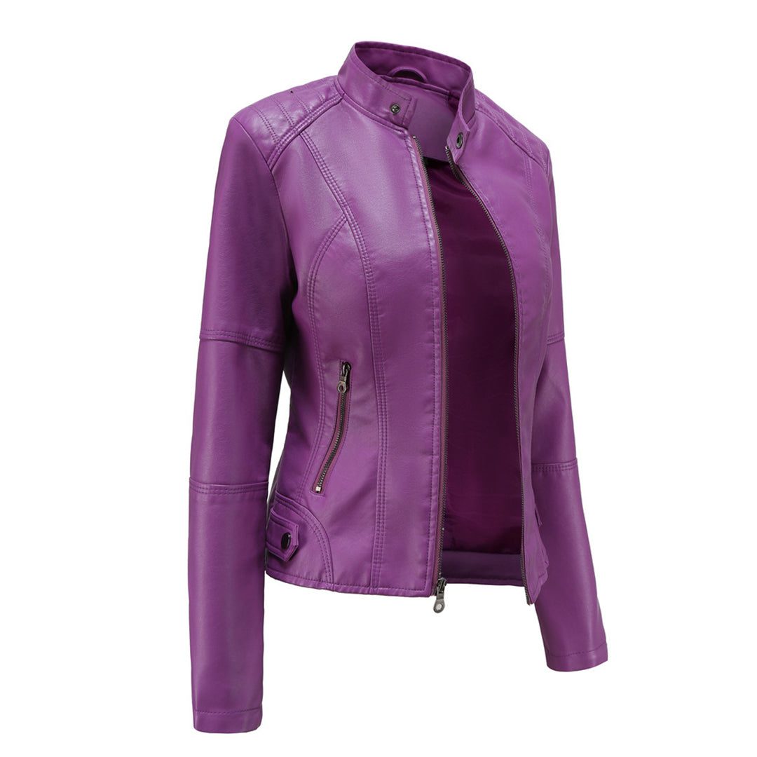 Ilana | Leather Zip-Up Jacket For Women