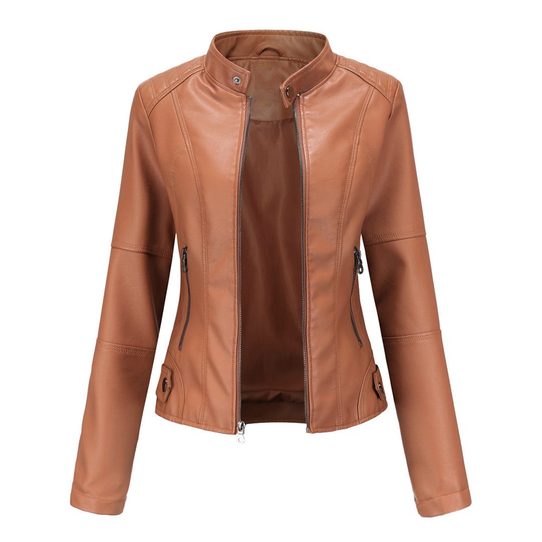 Ilana | Leather Zip-Up Jacket For Women