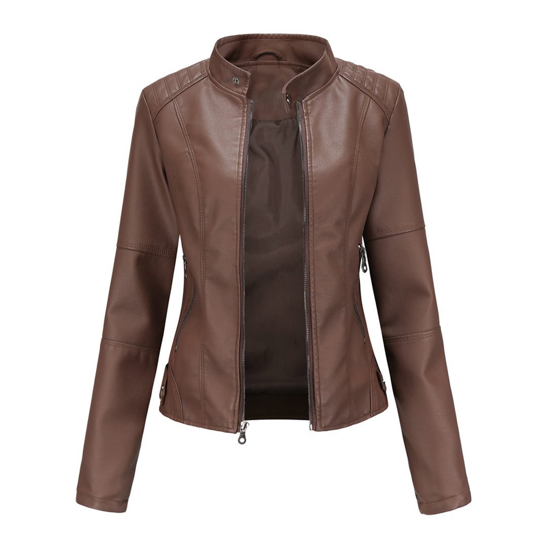 Ilana | Leather Zip-Up Jacket For Women