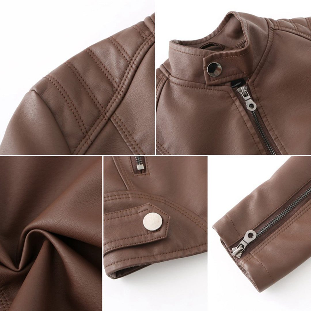 Ilana | Leather Zip-Up Jacket For Women