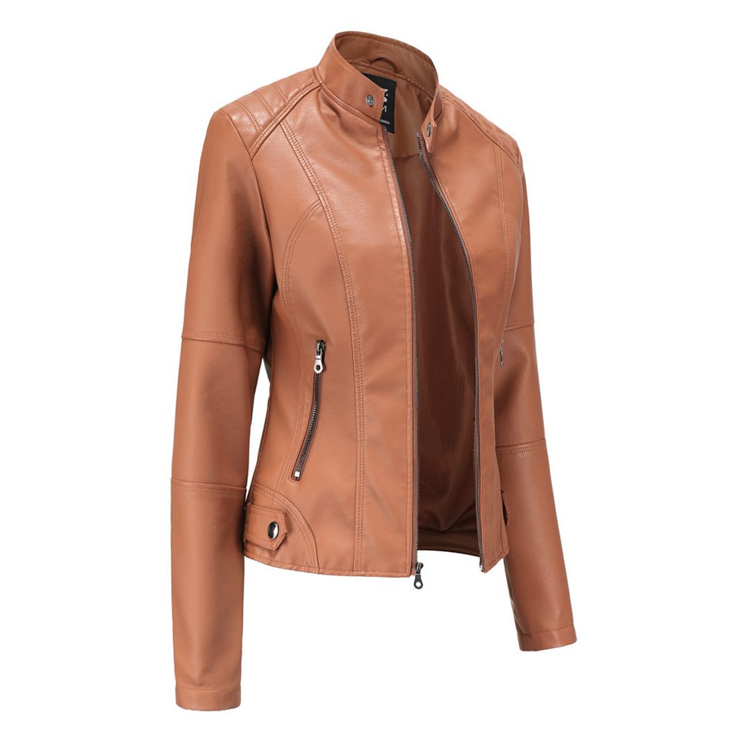Ilana | Leather Zip-Up Jacket For Women