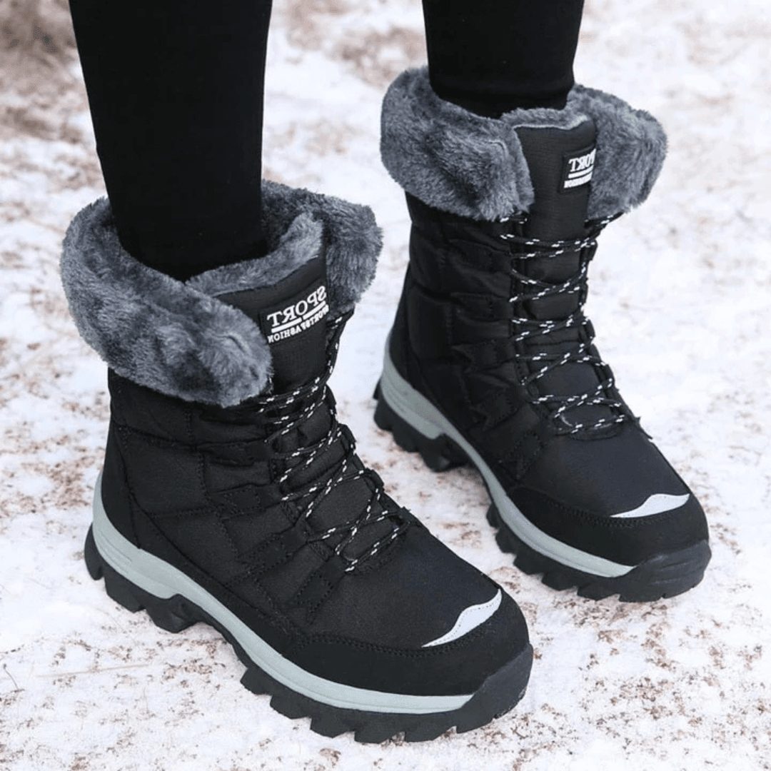 Winter Boots With Faux Fur Lining And Lace-Up For Women