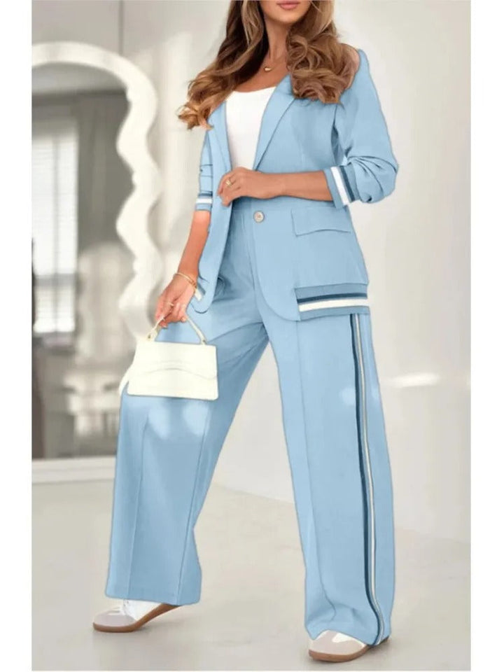 Edmee | Wide Leg Blazer And Pants Set For Women