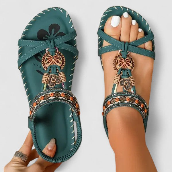Kelda | Open Toe Beaded Sandals For Women